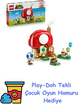 LEGO Super Mario Toad Evinde Parti 72041 – 7 Yaş ve Üzeri Çocuklar Için Parti Temalı Yaratıcı Oyuncak Yapım Seti, Eğlenceli Oyun Deneyimi ve Hediye Fikri, Koleksiyonlu + Play-Doh Oyun Hamuru