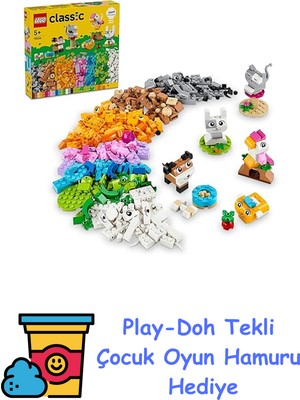 LEGO Classic Yaratıcı Evcil Hayvanlar 11034 – 5 Yaş ve Üzeri Için Hayvan Figürleri Içeren Yaratıcı Oyuncak Yapım Seti, Doğum Günü Hediyesi Fikri (450 Parça) + Play-Doh Oyun Hamuru