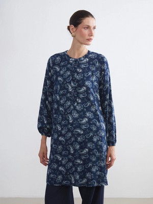 LC Waikiki Lcw Grace Indigo Hakim Yaka Desenli Kadın Tunik