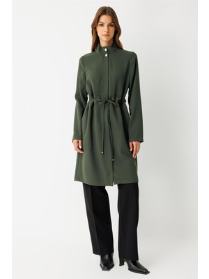 Esswaap Büzgü Detaylı Giy Çık Tunik  Haki