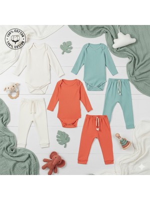 3lü Premium Set %100PAMUK0-3 Ay/24-36 Ay (3 Yaş)Arası Zıbın Çıtçıtlı Body ve Pantolontakımı Unisexkız Erkek Bebek Veçocuk