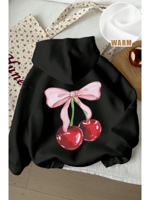 Oksit Kurdela Cherry Sırt Baskılı Içi Pamuklu Unisex Sweatshirt