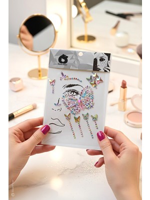 Bear & Pear Hologramlı Kelebek Face Gems Kristal Yüz Makyaj Taşı