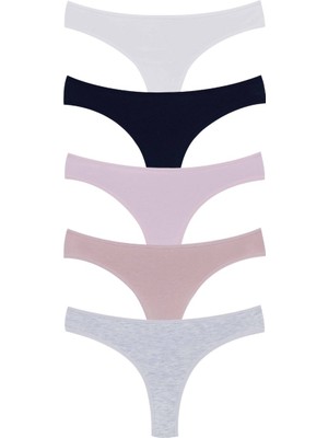Intive Lingerie Kozabiat Dominant 5'li Pamuklu Ekonomik Günlük Külot-Beyaz/siyah/pudra/pembe/gri