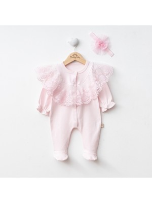 Miniday Baby Kız Bebek Mevlütlük Tulum Bandanalı Dantelli