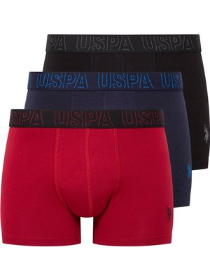 U.S. Polo Assn. Erkek Bordo-Lacivert-Siyah 3 Lü Boxer