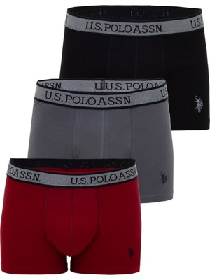 U.S. Polo Assn. Erkek Çok Renkli Boxer Normal Paça Düz Desenli 3'lü Paket