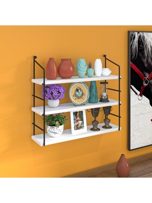 Kenzlife Mutfak Banyo Duvar Rafı Junzi Mat Beyaz Suntalam 070(Y)*60(G)*15(D)3 Katlı