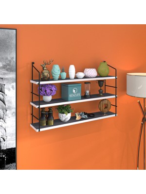 Kenzlife Mutfak Banyo Duvar Rafı Junzi Mat Gri Suntalam 070(Y)*80(G)*15(D)3 Katlı