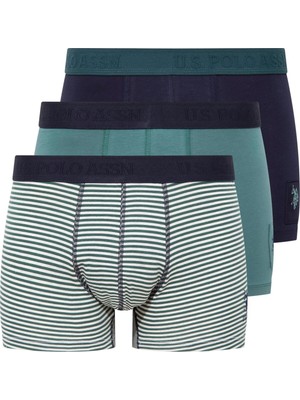 U.S. Polo Assn. Erkek Saks-Lacivert-Baskılı 3'lü Boxer 80504
