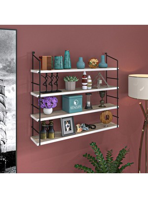 Kenzlife Mutfak Banyo Duvar Rafı Junzi Mat Cordoba Suntalam 100(Y)*80(G)*15(D)4 Katlı