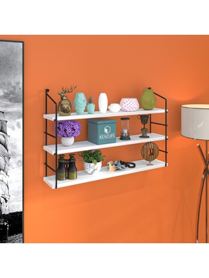 Kenzlife Mutfak Banyo Duvar Rafı Junzi Mat Beyaz Suntalam 070(Y)*80(G)*15(D)3 Katlı