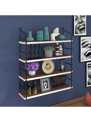 Kenzlife Mutfak Banyo Duvar Rafı Junzi Mat Ceviz Suntalam 100(Y)*60(G)*15(D)4 Katlı