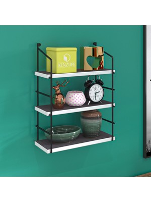 Kenzlife Mutfak Banyo Duvar Rafı Junzi Mat Gri Suntalam 070(Y)*40(G)*15(D)3 Katlı