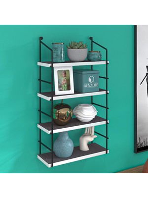 Kenzlife Mutfak Banyo Duvar Rafı Junzi Mat Gri Suntalam 100(Y)*40(G)*15(D)4 Katlı