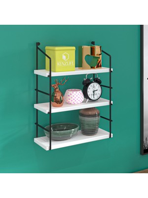 Kenzlife Mutfak Banyo Duvar Rafı Junzi Mat Beyaz Suntalam 070(Y)*40(G)*15(D)3 Katlı