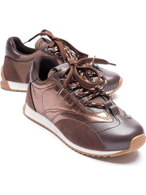 Mubiano Kadın Deri Sneaker Paraşüt Detaylı Kahve Lurea