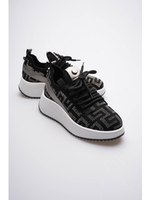 Mubiano Kadın Süet Sneaker Taş Detaylı Siyah Cressa