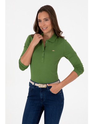 U.S. Polo Assn. Kadın Yeşil Basic Polo Yaka Sweatshırt 50313593-VR054