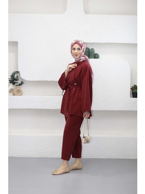 Kulvar Trend 3111-1 Metal Düğmeli Asimetrik Bağıcıklı Süet Takım