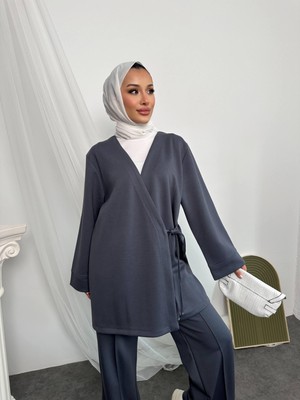 Kulvar Trend 2622 Pantolonu Çımalı Üstü Yan Bağlamalı Kimono Takım