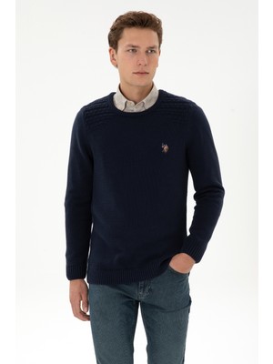 U.S. Polo Assn. Erkek Slim Fit Bisiklet Yaka Lacivert Kazak 50314975-VR033