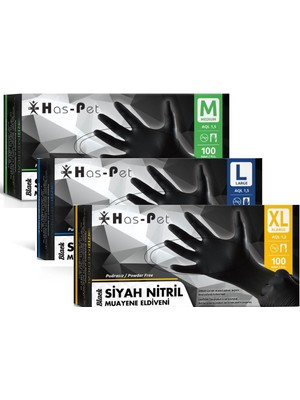 Feyza Yapı Haspet Siyah Pudrasız Nitril Muayene Eldiveni