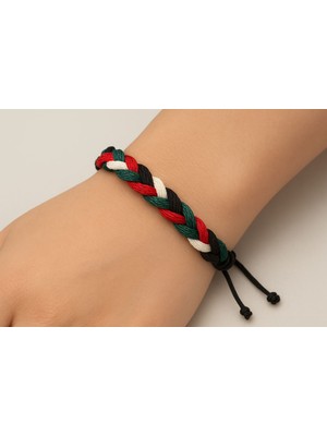 Mina Souvenir Filistin Temalı Örgü Bileklik, Mavera Serisi Filistin Bayrak Renkli Bileklik