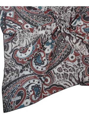 Mim Eşarp ve Şal Emilya Fres Krep Leopar Desenli Eşarp 90X90 cm