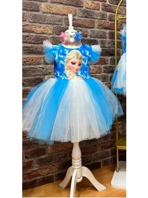 HN Sport Kız Çocuk Elsa Elbise Düğün Parti Doğum Günü Mezuniyet Etkinlik Taç Hediyeli