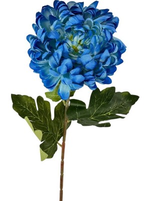 Nettenevime Yapay Çiçek Krizantem Mavi 90CM Tek Dal Kumaş Çiçek Uzun Dal