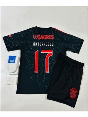 FRAGOLA Benfica 2024/25 Yeni Sezon Kerem Aktürkoğlu Deplasman Çocuk Forması 4'lü Set (Black)
