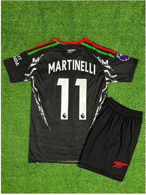 FRAGOLA Arsenal 2024/25 Yeni Sezon Gabriel Martinelli Deplasman Çocuk Forması 2'li Set (Black)