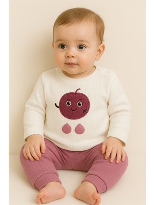Maxi İdol Kız Bebek Ikili Takım – Sevimli Desenli Sweatshirt ve Alt, Organik Pamuklu Rahat Günlük Set