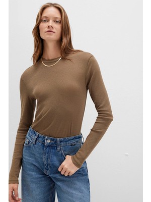 Mavi Uzun Kollu Kahverengi Tişört 1613352-71590