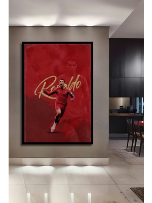 Teona Ahşap Çerçeve Görünümlü Ronaldo Futbol Tutkusu Dekoratif Ahşap Mdf Tablo Dikdörtgen Tablo