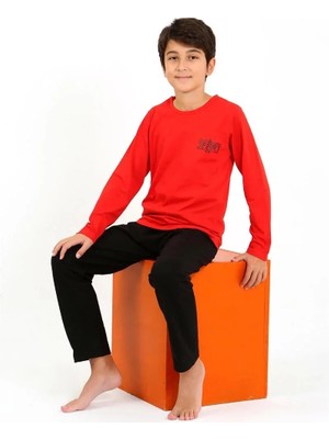Beruflic Erkek Çocuk Uzun Kol Penye Pijama Takım Kırmızı