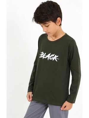 Beruflic Erkek Çocuk Uzun Kol Penye Pijama Takım Haki