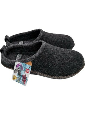 Gezer 13653 Siyah Erkek Keçe Ev Terliği Ses Yapmaz Ve Kaymaz Tabanlı