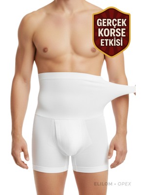 Elilom Opex Bel ve Göbek Korse Boxer – Yüksek Bel, Karın Toparlayıcı ve Sıkılaştırıcı, Beyaz