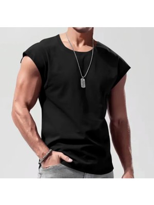 Amor Man Büyük Beden Özel Tasarım Baskısız Düz Renk %100 Pamuk Ter Tutmayan Modern Üretim Kolsuz Erkek T-Shırt