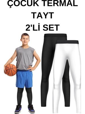 Rutbil Sports Çocuk Uzun Futbol Taytı-Çocuk Uzun Basketbol Tayt-Içlik Termal Tayt-Çocuk Spor Tayt Siyah