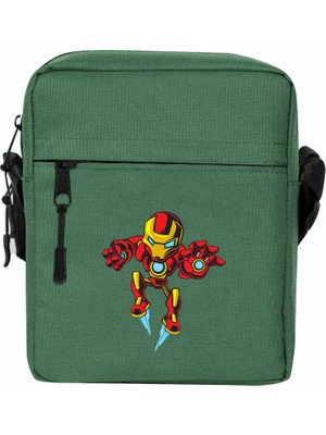 Wakha Iron Man Cartoon Omuz Çantası Yeşil Renk