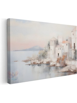 Artarilion Kanvas Yatay Duvar Tablosu Kanvas Soyut Sahil Kasabasi Ev Ofis Salon Modern Duvar Tablosu