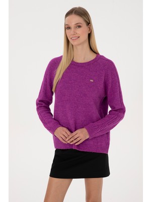 U.S. Polo Assn. Kadın Menekşe Bisiklet Yaka Kazak 50310106-VR037