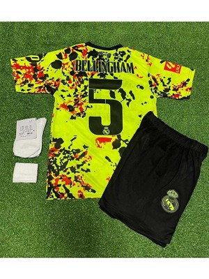 FRAGOLA R.madridd 2024/25 Yeni Sezon Jude Bellingham Özel Konsept Çocuk Forması 4'lü Set (Neon)