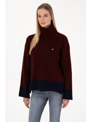 U.S. Polo Assn. Kadın Bordo Boğazlı Salaş Kazak 50308924-VR177