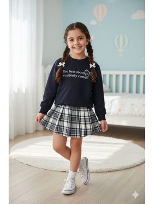 Tiny Style Kids Yeni Sezon Kız Çocuk Ekose Etekli Alt Üst Takım