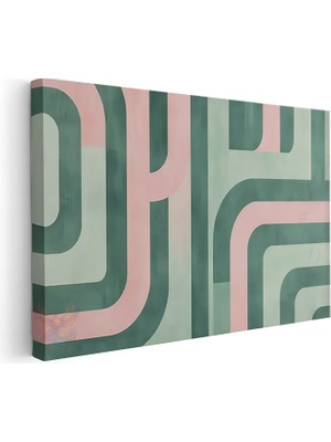 Artarilion Kanvas Yatay Duvar Tablosu Kanvas Yesil Pembe Cizgiler Ev Ofis Salon Modern Duvar Tablosu
