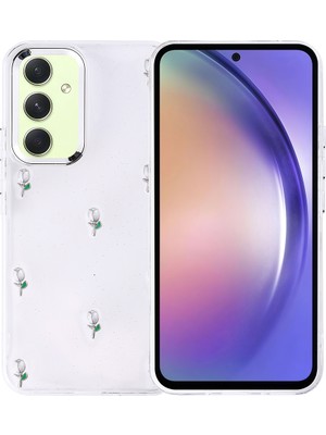 Galaxy A54 Kılıf Airbag Tasarımlı Simli Şeffaf Aden Kutup Kapak - Lale